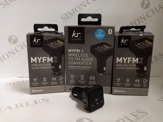 BOX OF APPROX 30 KITSOUNDS MYFM2 WIRELESS TO FM AUDIO CONVERTERS