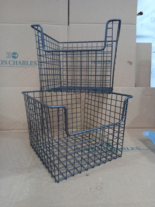 SET OF 4 ALL-PURPOSE WIRE BASKETS - DARK GREY - 26X26X19