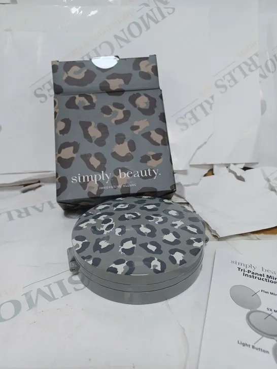 SIMPLY BEAUTY FOLDING TRIO MIRROR LEOPARD PRINT 