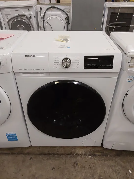 HISENSE 60cm FREESTANDING 8KG FRONT LOAD WASHER DRYER IN WHITE, MODEL: WDQA8014EVJM