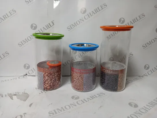 3 X BOXED GLASS STORAGE JARS 