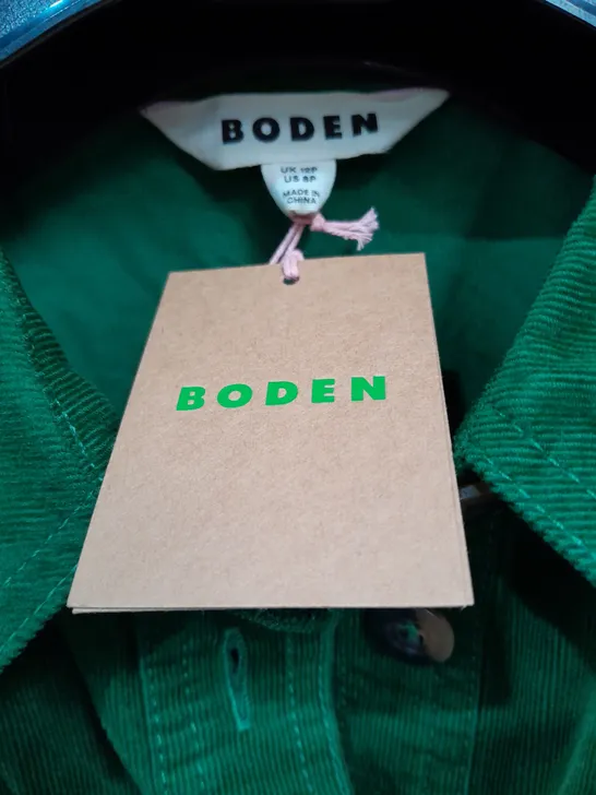 BODEN BUTTON SHIRT DRESS IN GREEN - UK 12P