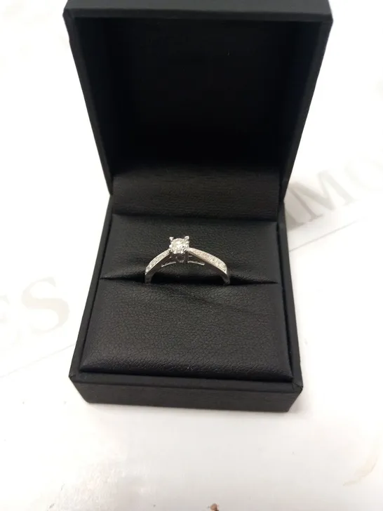 BOXED LOVE DIAMOND 9CT WHITE GOLD 30 POINT DIAMOND RING