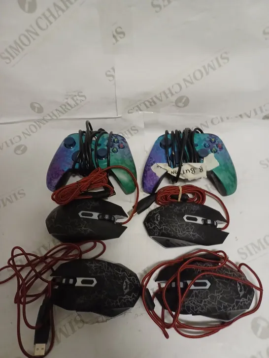 LOT OF 4 X TRUST GXT 105 IZZA WIRED GAMING MOUSE AND 2 X XBOX WIRED CONTROLLERS 