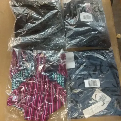 BOX OF 15 ASSORTED CLOTHING ITEMS INCLUDING MASAI BLUE TOP, SUNSHINE REVERSIBLE BOTTOMS, KIM&CO BLACK TOP, DANNII MINOGUE SPARKLING TOP