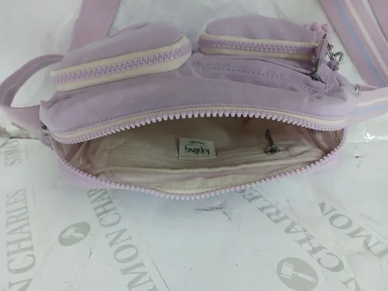 KIPLING LIVE LIGHT SMALL SHOULDER BAG MULTIPLE COMPARTMENTS WITH A GORILLA KEYRING LILAC