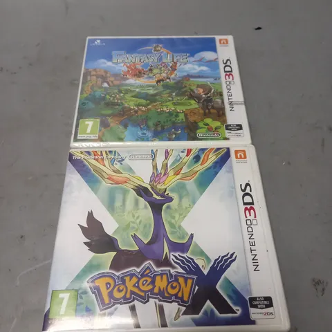 LOT OF 2 NINTENDO 3DS GAMES TO INCLUDE FANTASY LIFE AND POKEMON X