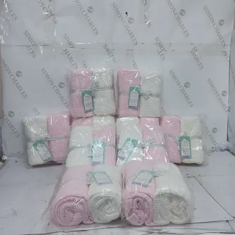 10 PACKS OF 2 CELLULAR SHAWLS PINK AND WHITE