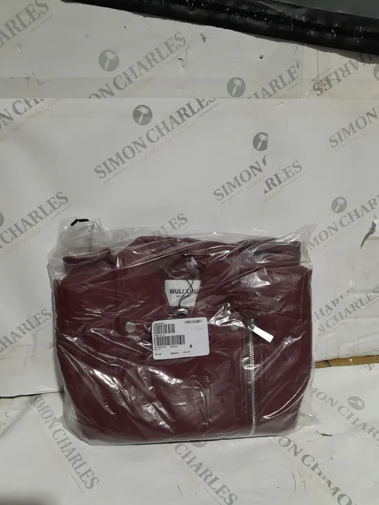 WULI;LUU BY GOK WAN BURGUNDY LEATHER BIKER JACKET 