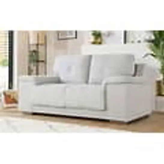 BOXED DESIGNER MADRID TWO SEATER SOFA DOVE GREY PLUSH FABRIC