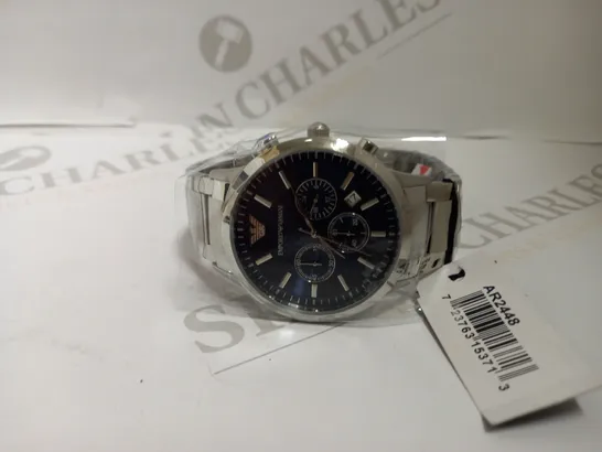 EMPORIO ARMANI CLASSIC STAINLESS STEEL WATCH - BLUE CHRONOGRAPH - MEN'S AR2448