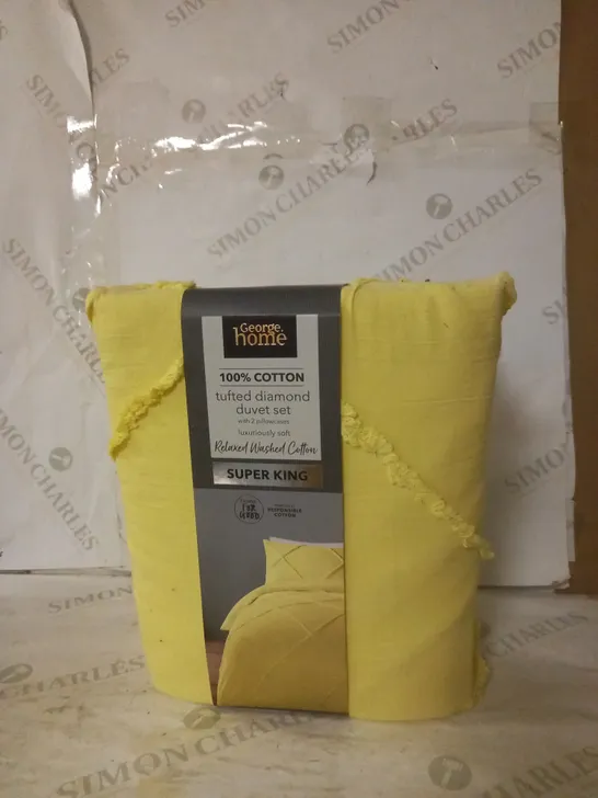 TUFTED DIAMOND DUVET SET - SUPER KING - YELLOW 