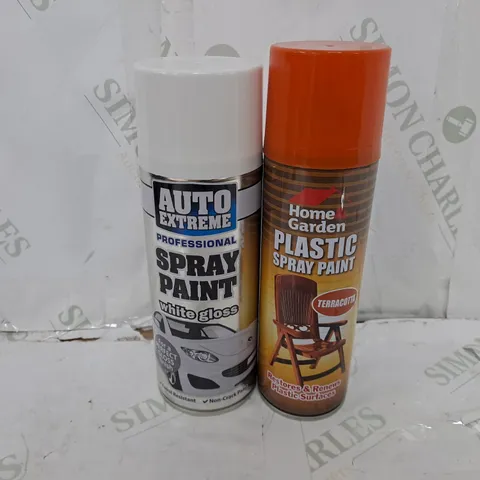 45 ASSORTED AEROSOLS TO INCLUDE AUTO EXTREME PROFESSIONAL SPRAY PAINT IN WHITE GLOSS (400ml), HOME GARDEN PLASTIC SPRAY PAINT IN TERRACOTTA (300ml) - COLLECTION ONLY