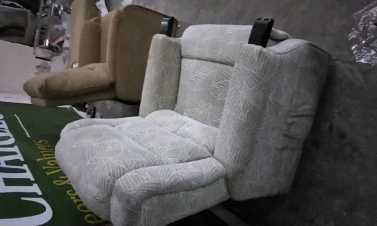 QUALITY DESIGNER BEIGE PATTERNED FABRIC POWER RECLINER ARMCHAIR 