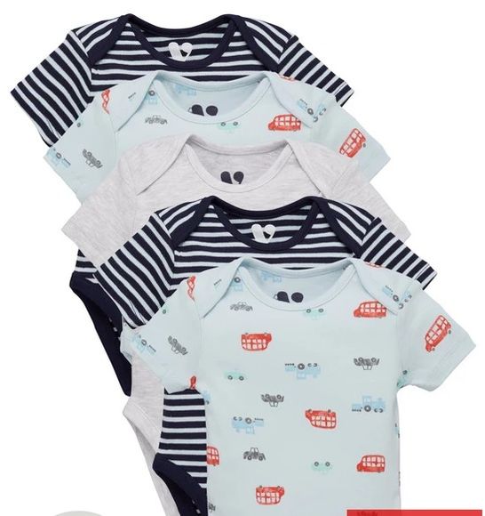 BABY BOYS 5 PACK TRANSPORT BODYSUITS - MULTI (LOT OF APPROXIMATELY 5 SIZE 3-6 MONTHS)