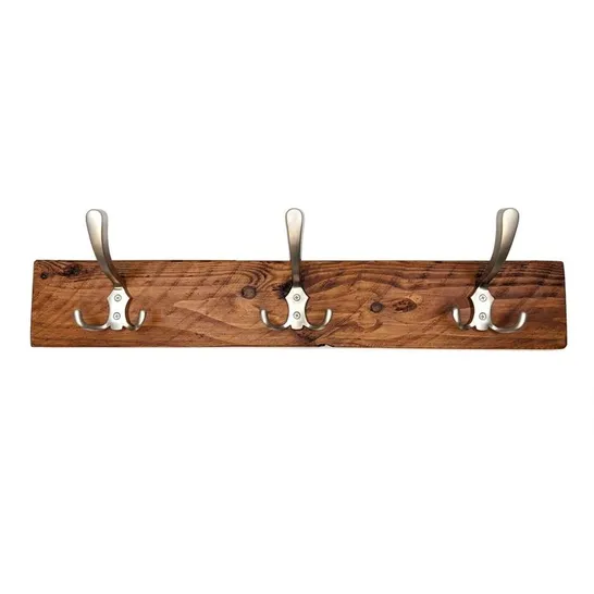 BOXED OLLEGARD SOLID WOOD WALL 6-HOOK WALL MOUNTED COAT RACK (1 BOX)