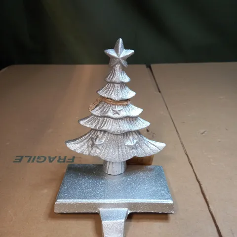 DIBOR CAST IRON CHRISTMAS TREE STOCKING HOLDER 