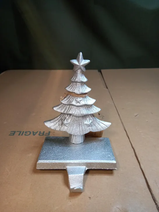 DIBOR CAST IRON CHRISTMAS TREE STOCKING HOLDER 