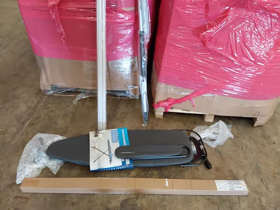 PALLET OF ASSORTED ITEMS INCLUDING: IRONING BOARDS, MINI IRONING BOARD, LED BATTEN LIGHT, ROLLER BLINDS, 12FT MULTI-USE EXTENSION POLE