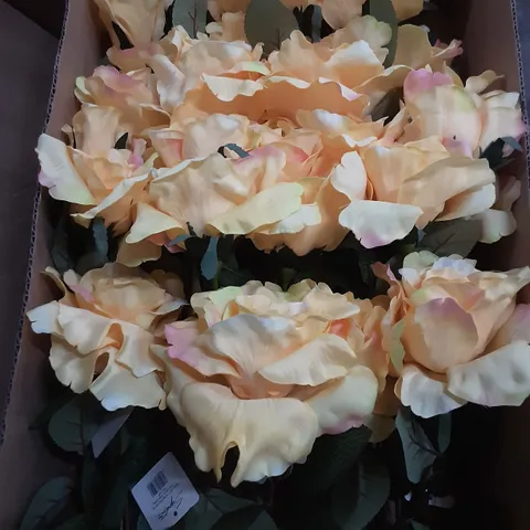 BOX OF 24 BRAND NEW SIGNATURE SILK FLOWERS 71CM FRENCH ROSE SPRAY - YELLOW 