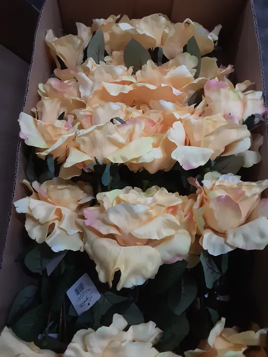 BOX OF 24 BRAND NEW SIGNATURE SILK FLOWERS 71CM FRENCH ROSE SPRAY - YELLOW 