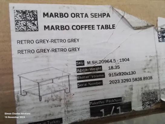 BOXED MARBO COFFEE TABLE IN RETRO GREY 