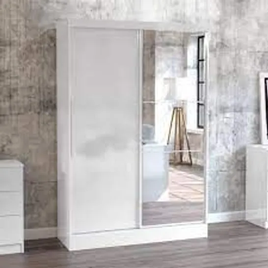 LYNX 2 DOOR SLIDING WARDROBE WITH MIRROR IN WHITE