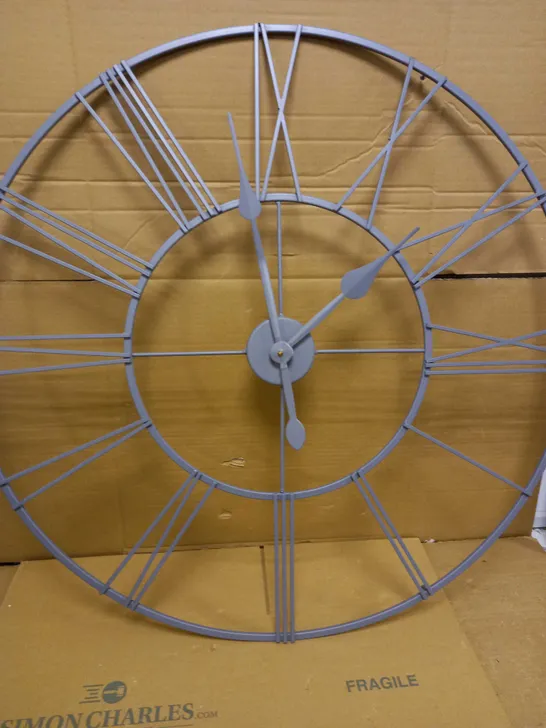 JOHN LEWIS GREY LARGE ROUND WIRE CLOCK 