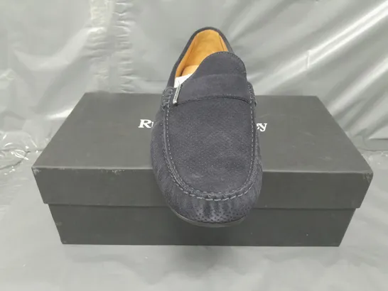 BOXED PAIR OF RUSSELL & BROMLEY REGGIE SUEDE SHOES IN NAVY EU SIZE 45