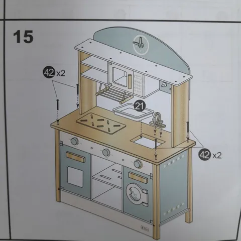 BOXED ROBUD KIDS GREEN & GOLD WOODEN KITCHEN PLAYSET 