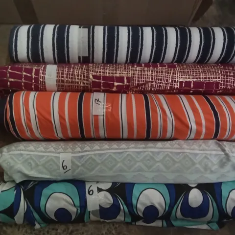 CAGE OF 5 ASSORTED KNIT PRINT FABRIC ROLLS