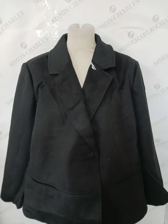 WYNNELAYERS ONE BUTTON MELTON SWING COAT IN BLACK SIZE XL 