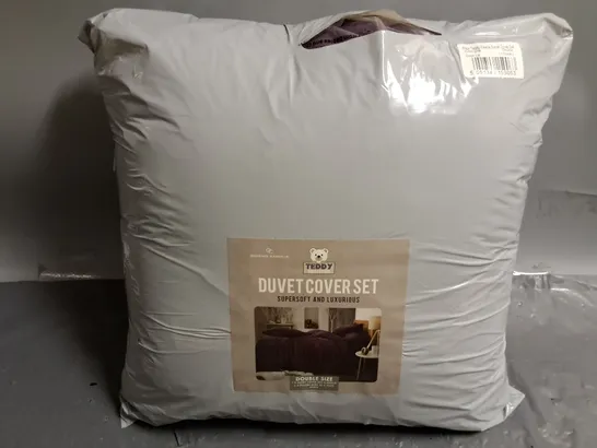 GAVENO CAVAILIA TEDDY DOUBLE DUVET COVER SET - AUBERGINE 