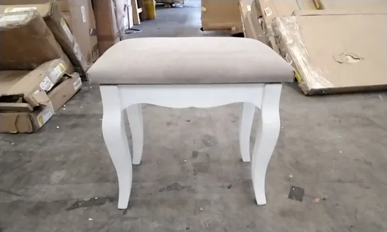 DRESSER STOOL WHITE WOOD/GREY FABRIC 