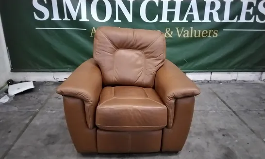 QUALITY BRITISH DESIGNER G PLAN MANUFACTURED ELLIOT ELECTRIC RECLINER CHAIR - CAMBRIDGE TAN LEATHER 