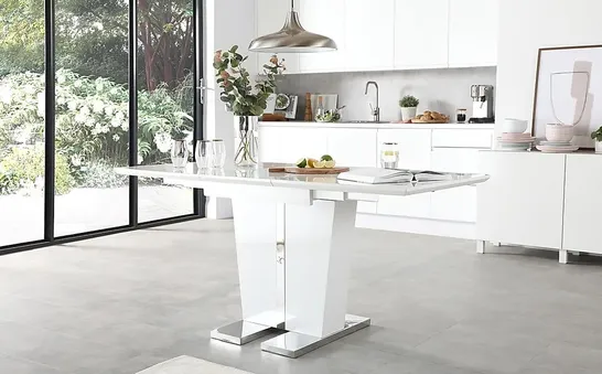 BOXED DESIGNER VIENNA WHITE MARBLE 120-160cm EXTENDING DINING TABLE  (3 BOXES)