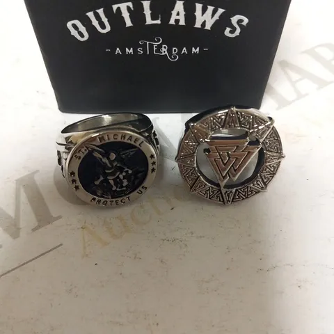 BOXED PAIR OF OUTLAWS AMSTERDAM RINGS