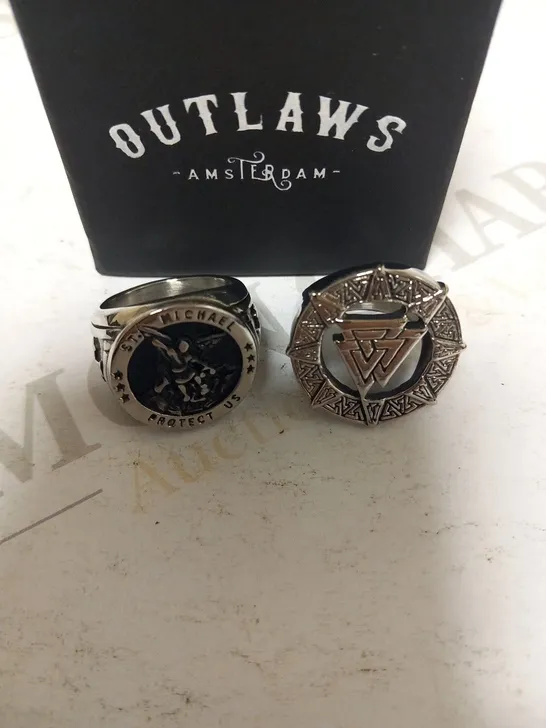 BOXED PAIR OF OUTLAWS AMSTERDAM RINGS