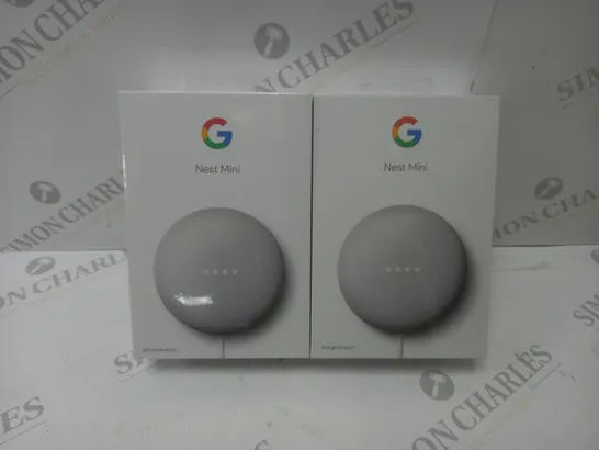 2 BRAND NEW BOXED GOOGLE NEST MINI 2ND GENERATION SMART SPEAKERS - CHALK   