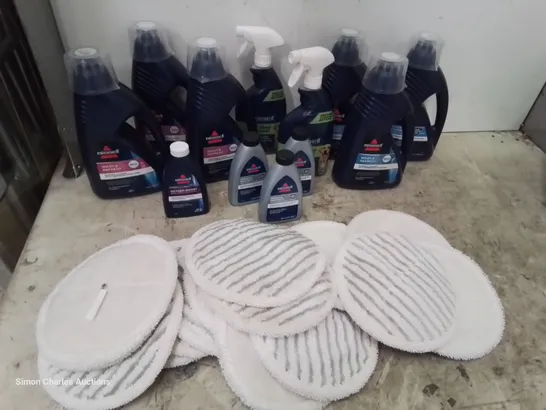 ASSORTED BISSELL CARPET TREATMENTS & POLISHING PADS