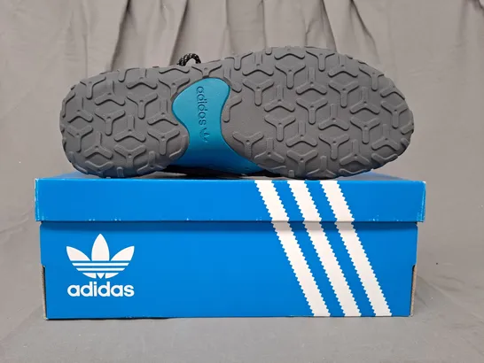 BOXED PAIR OF ADIDAS ATRIC23 SHOES IN BLACK/BLUE UK SIZE 12