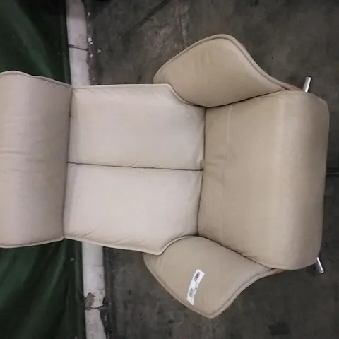 QUALITY BRITISH DESIGNED & MANUFACTURED G PLAN CREAM LEATHER SWIVEL ARMCHAIR