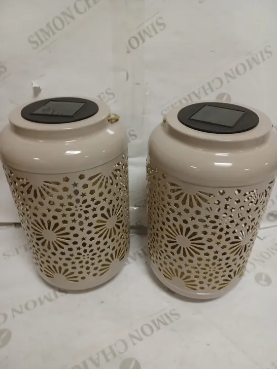 GARDEN REFLECTIONS SET OF 2 PATTERNED SOLAR LANTERNS