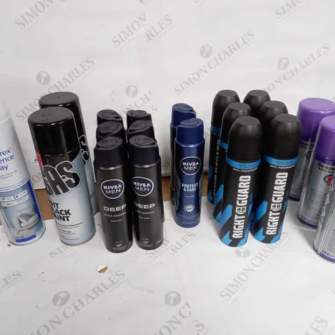 LOT OF APPROX 20 ASSORTED AEROSOLS TO INCLUDE BODY SPRAYS, SILICONE SPRAY, PAINT ETC