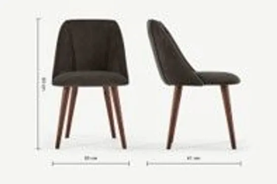 BRAND NEW BOXED MADE.COM SET OF 2 LULE DINING CHAIRS, OTTER GREY VELVET (1 BOX)