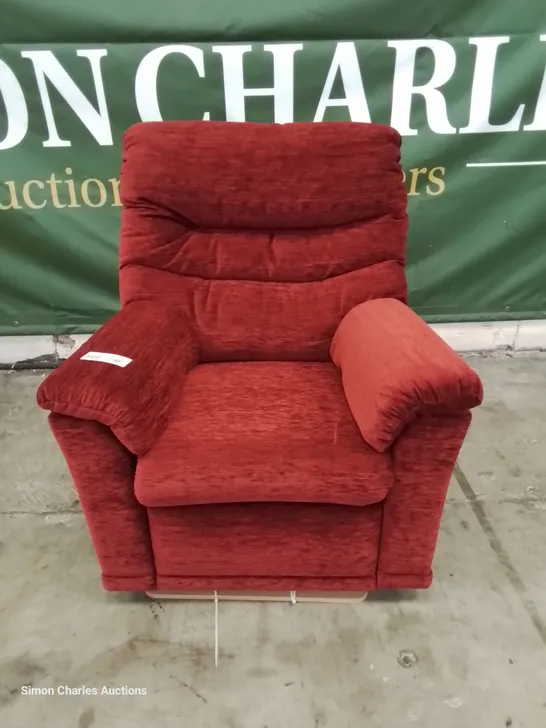 QUALITY BRITISH DESIGNER G PLAN MALVERN MANUAL RECLINING EASY CHAIR RED FABRIC 