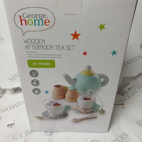 THREE BRAND NEW BOXED HOME WOODEN AFTERNOON TEA SETS 