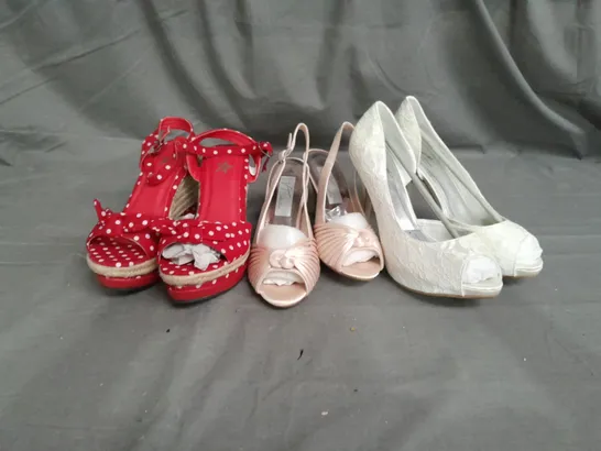 APPROXIMATELY 10 PAIRS OF ASSORTED WOMEN SHOES IN VARIOUS STYLES AND SIZES 