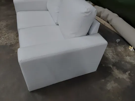 DESIGNER TWO SEATER SOFA WHITE LEATHER 