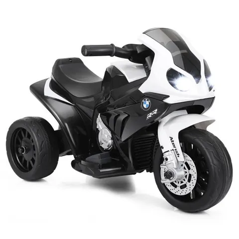 BOXED 6V KIDS RIDE ON MOTORCYCLE WITH TRAINING WHEELS AND HEAD LIGHT - BLACK (1 BOX)